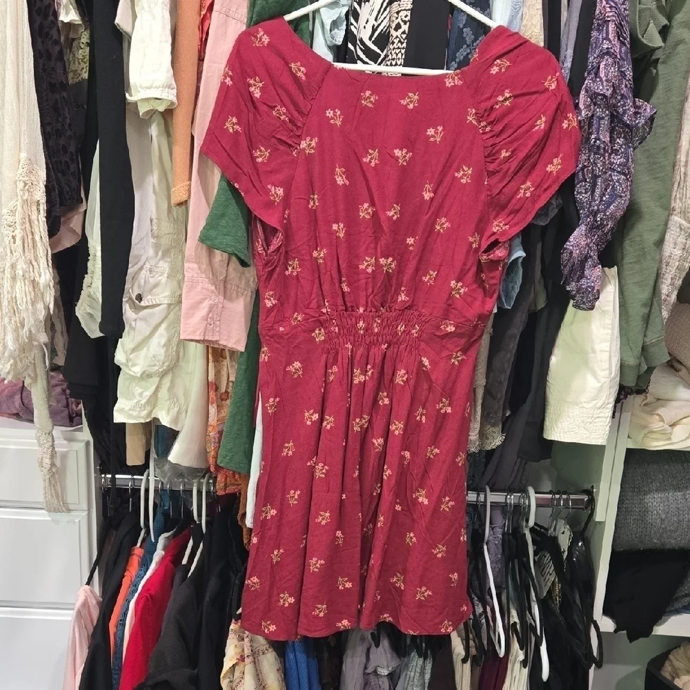 Free People Everyone's Favorite Pink Floral Mini Dress S